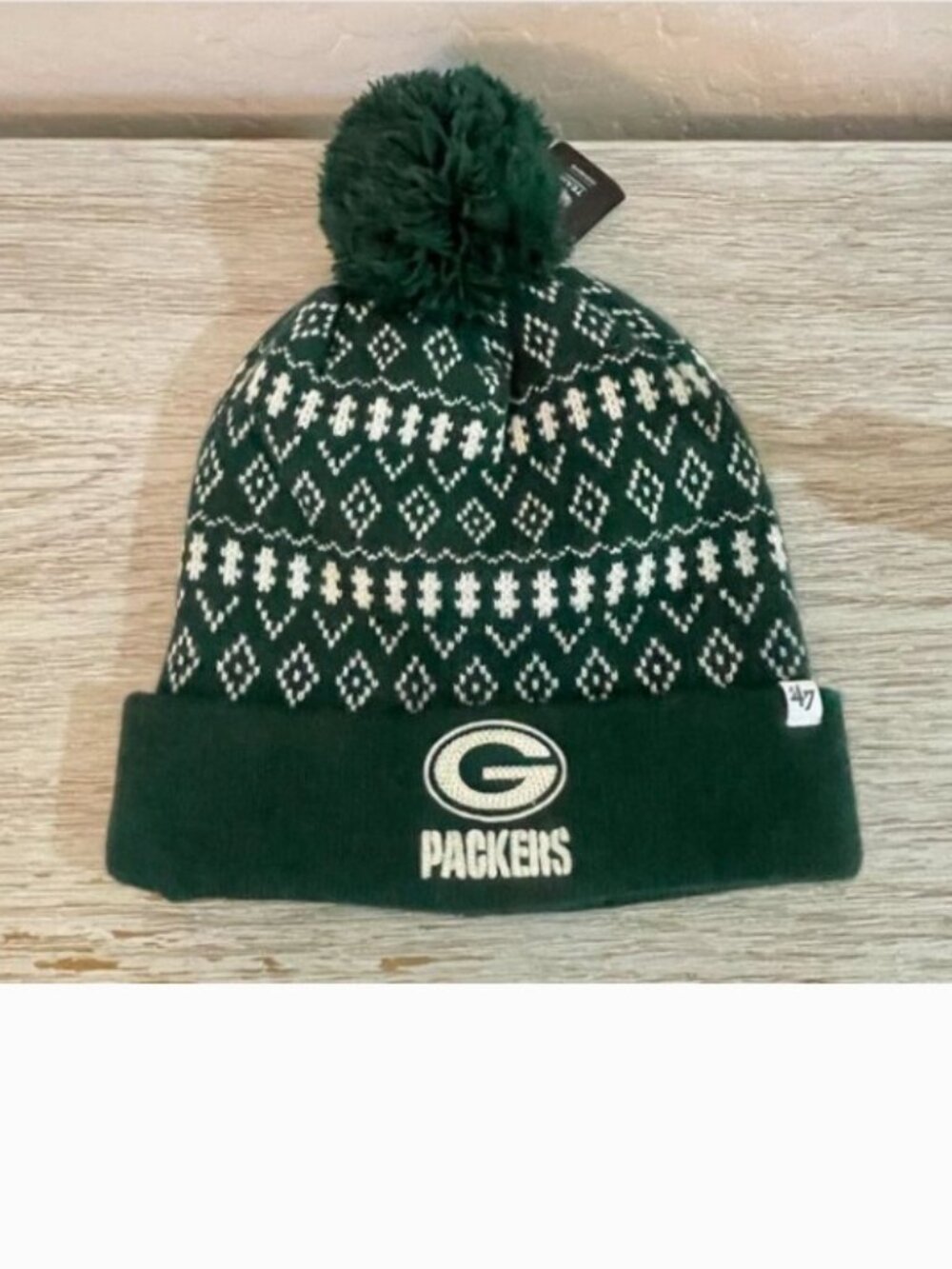 New Green Bay Packers Hat Cap Beanie Knit Green White Pom NFL Team NWT
